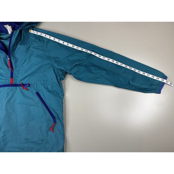 Vintage Sierra Designs Anorak Jacket M Teal Purple 90s Pullover Hooded - Picture 7 of 14